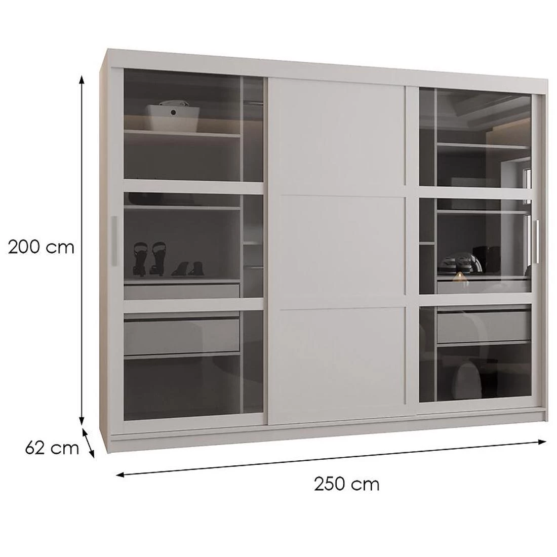 Dome III ormar 250x62x200 cm bela