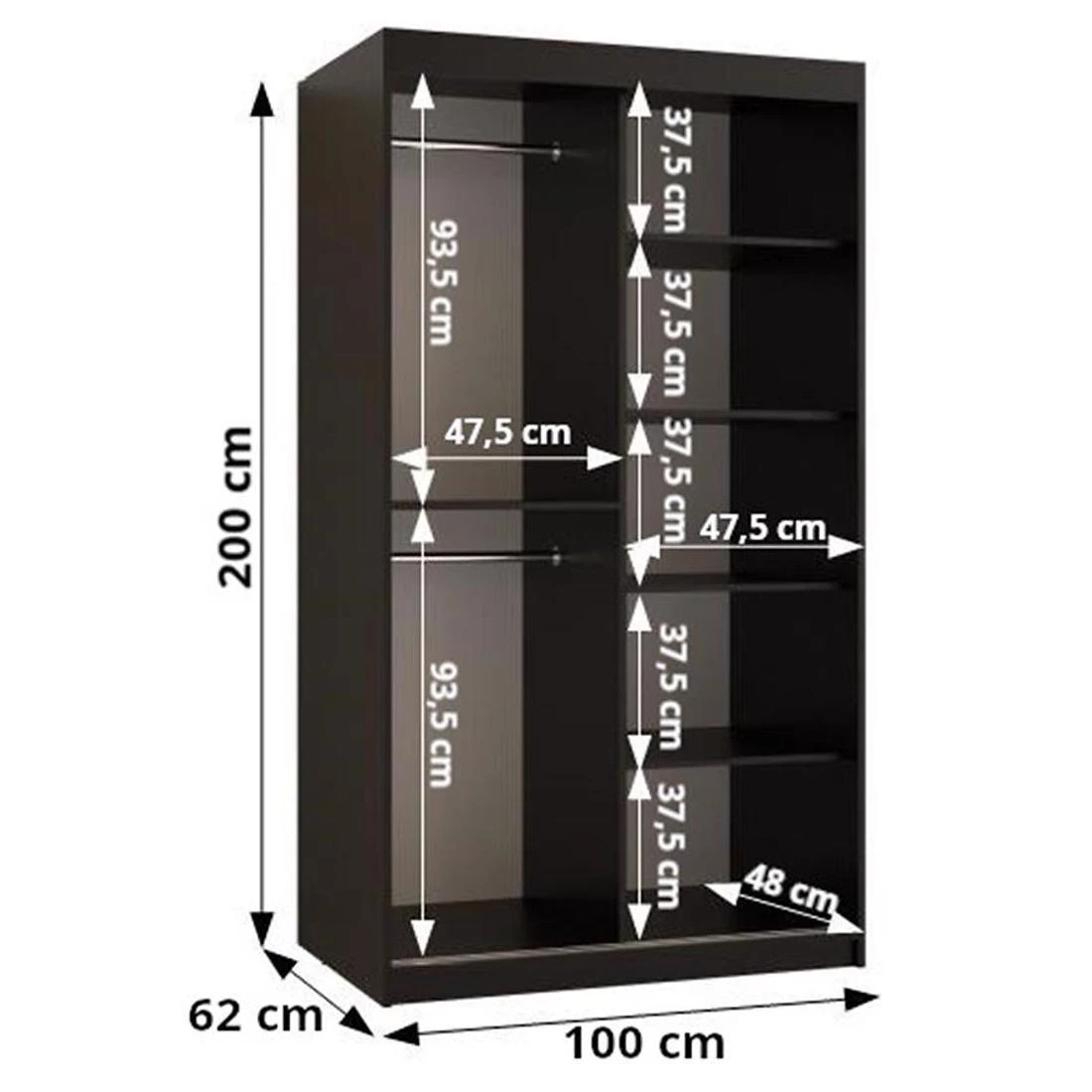 Dome III ormar 100x62x200 cm crna