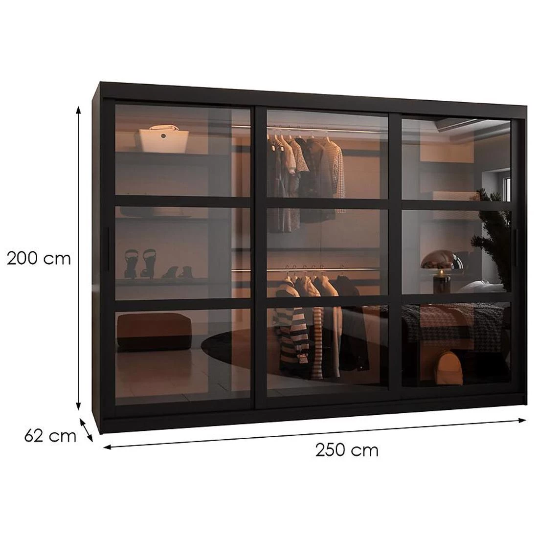 Dome ormar 250x62x200 cm crna