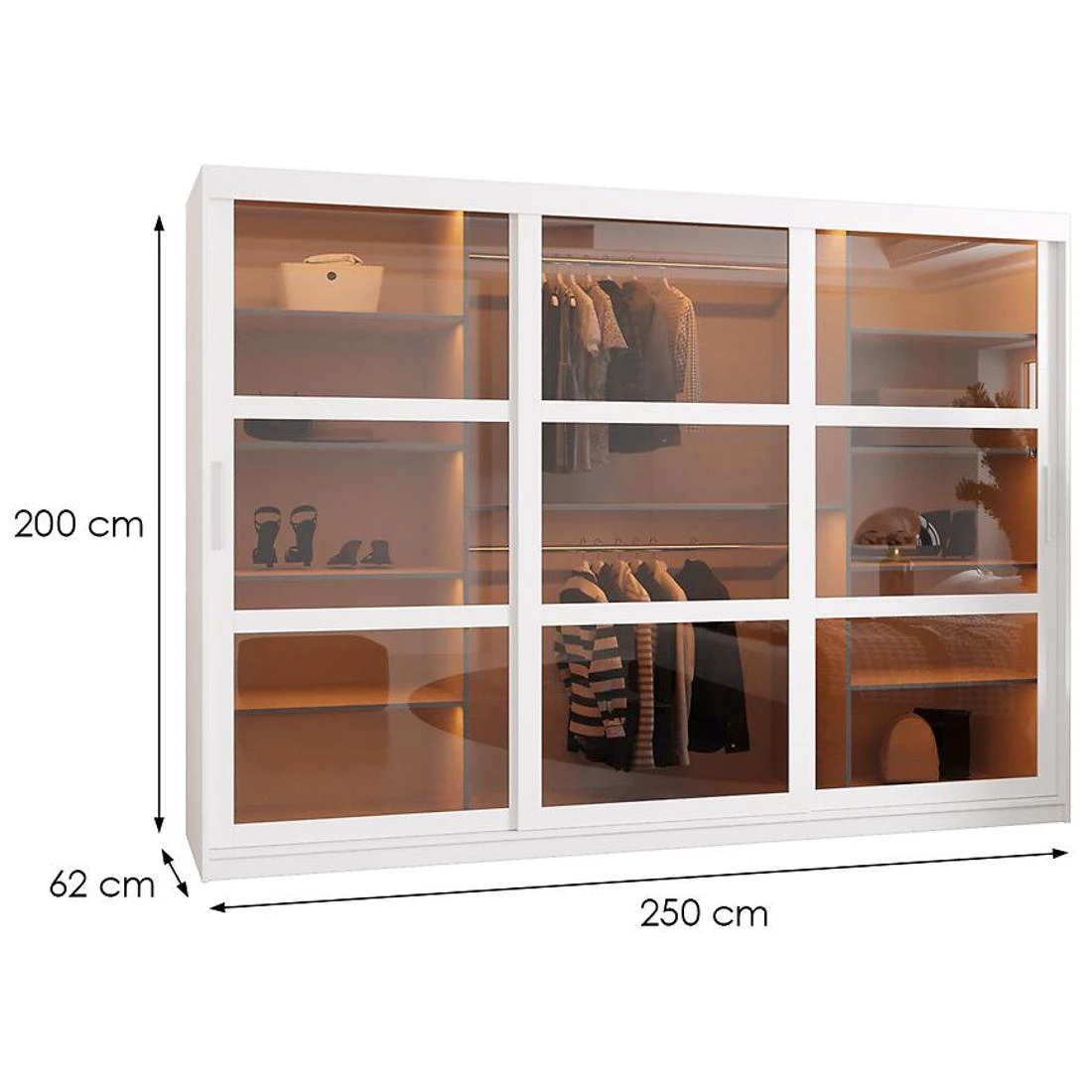 Dome ormar 250x62x200 cm bela