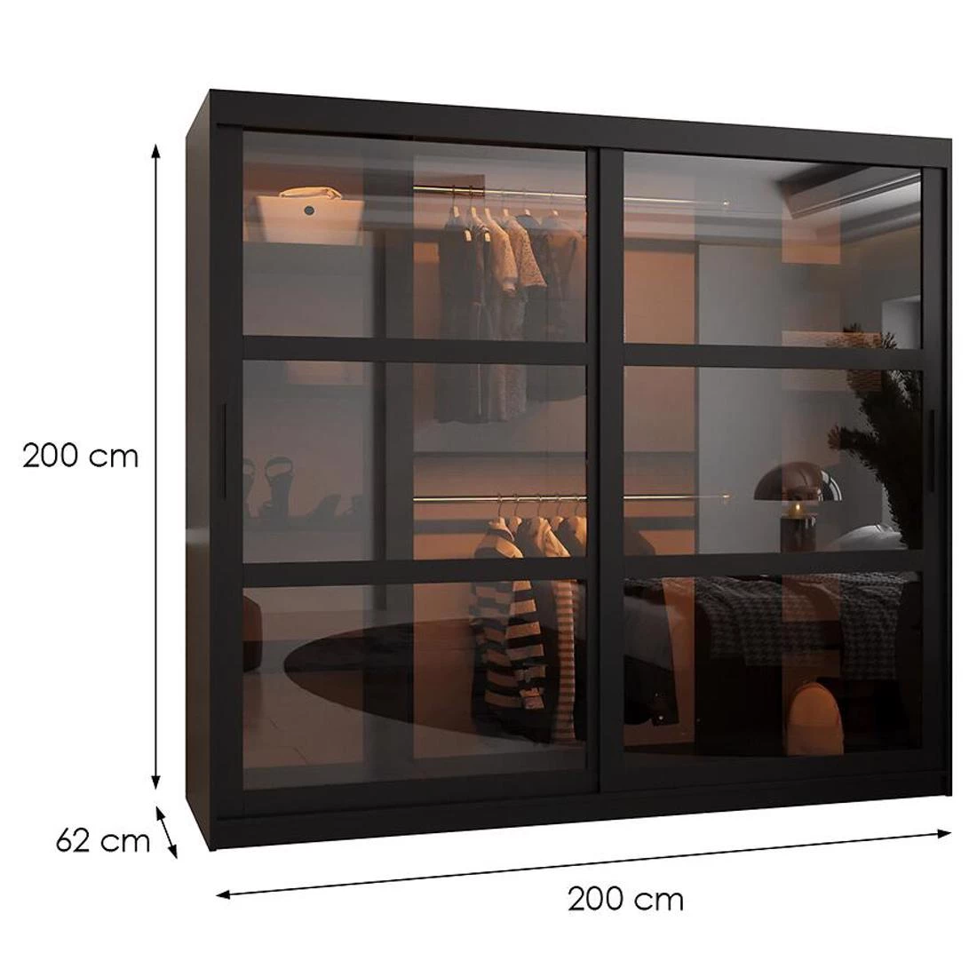 Dome ormar 200x62x200 cm crna