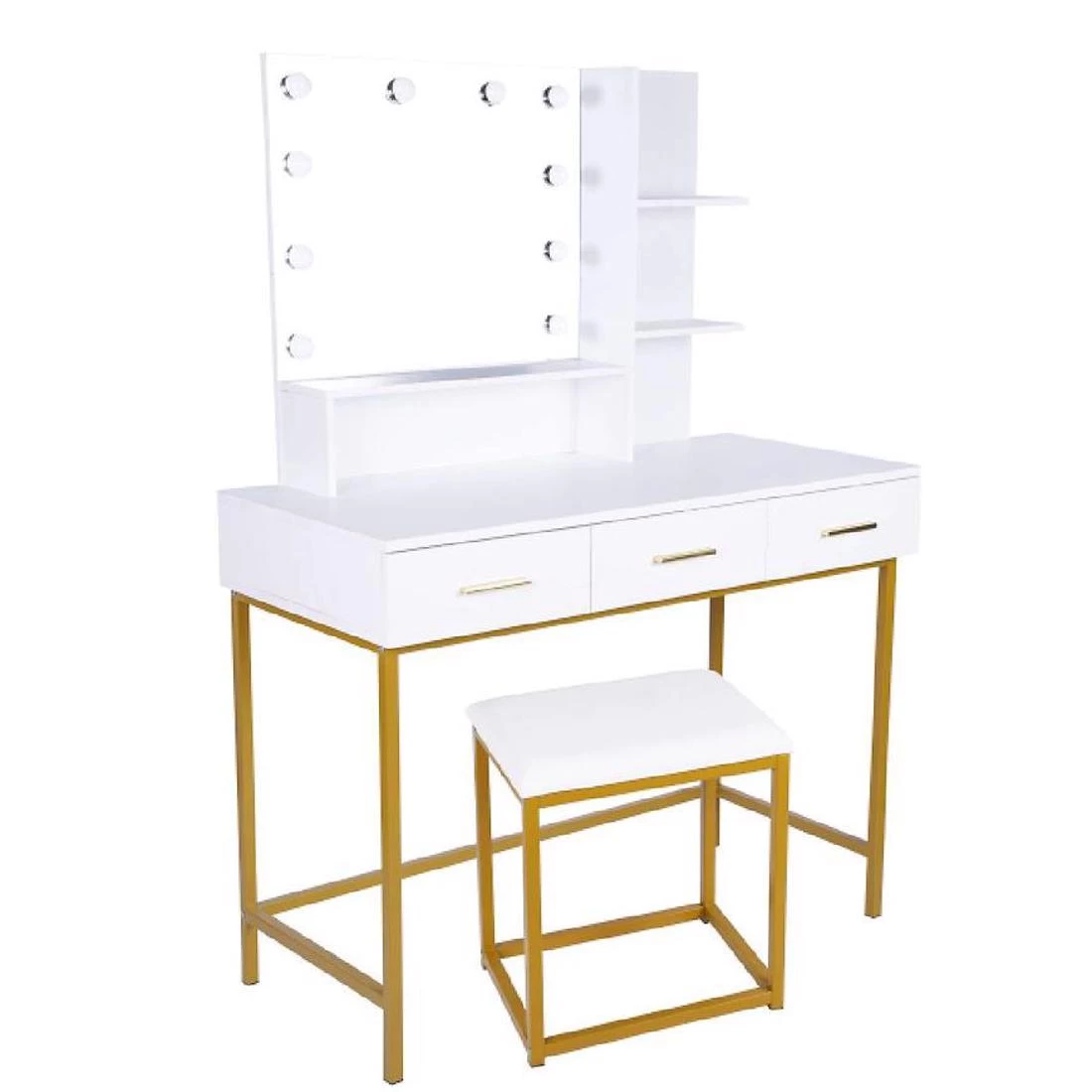 Selena toaletni stolic + tabure 100x45x136 cm bela