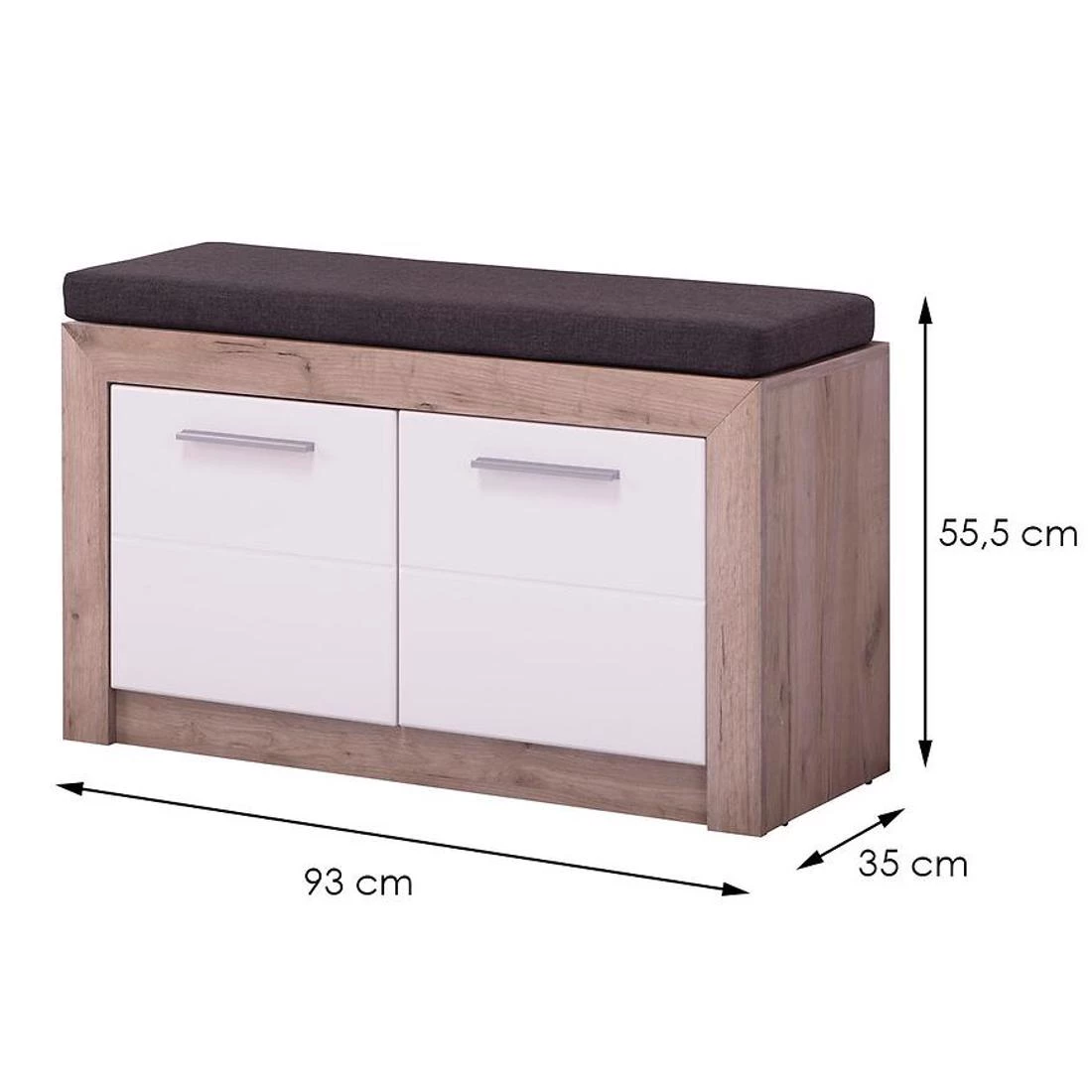 Astor klupa 93x55.5x35 cm hrast/beli sjaj