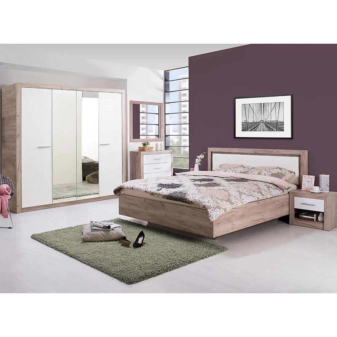 Astor klupa 93x55.5x35 cm hrast/beli sjaj