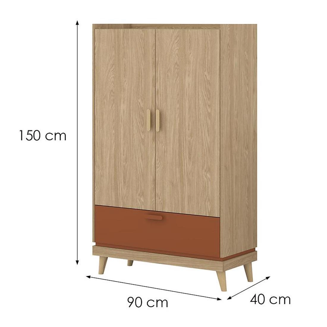 Sys Scandi ormar 90x40x150 cm hrast/cigla