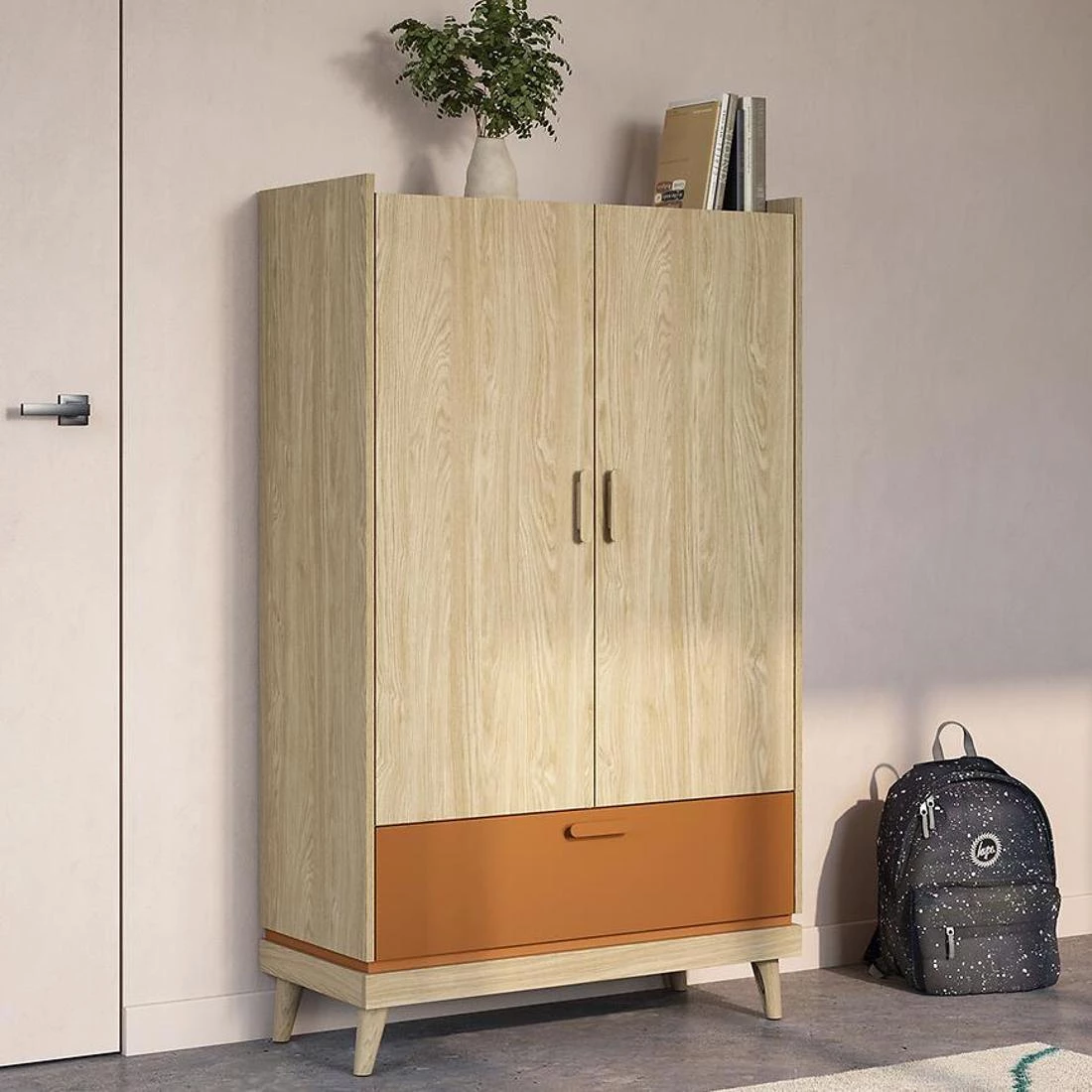 Sys Scandi ormar 90x40x150 cm hrast/cigla