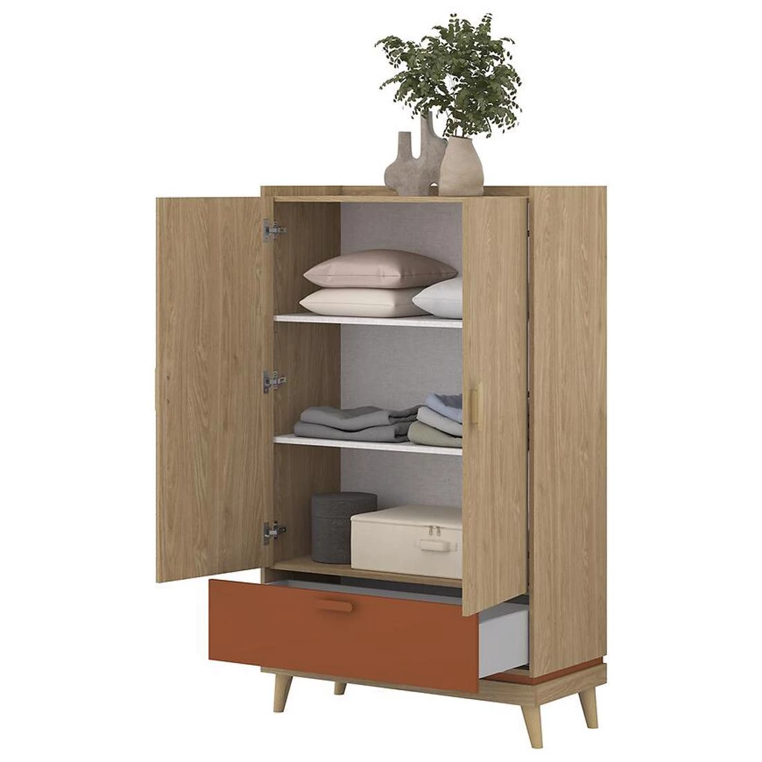 Sys Scandi ormar 90x40x150 cm hrast/cigla