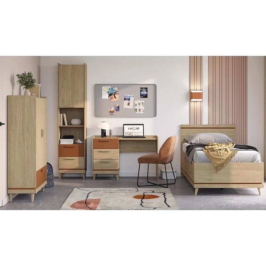 Sys Scandi ormar 90x40x150 cm hrast/cigla
