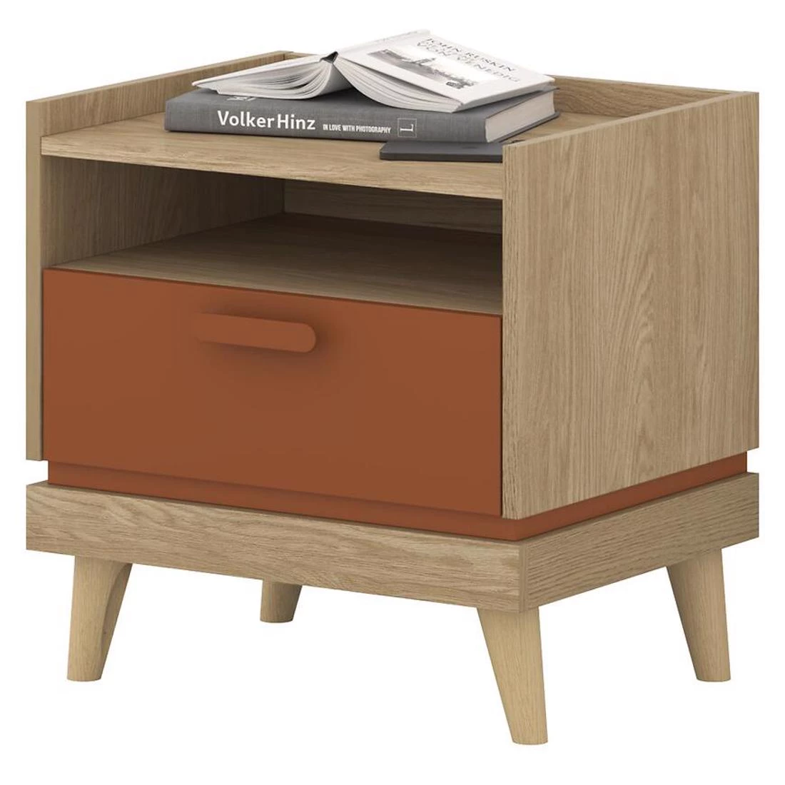 Scandi nocni ormaric 50x50x50.6 cm hrast/cigla