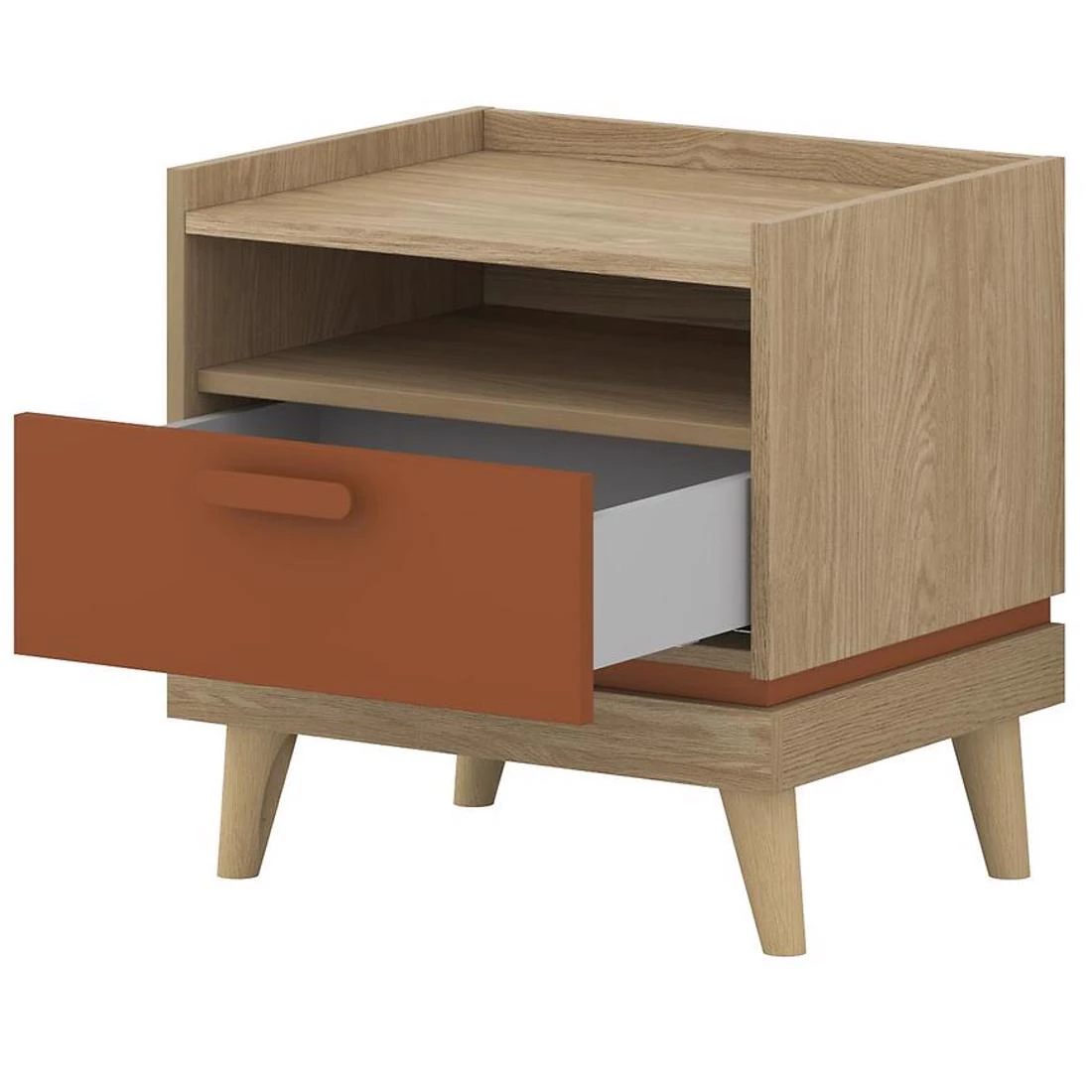 Scandi nocni ormaric 50x50x50.6 cm hrast/cigla