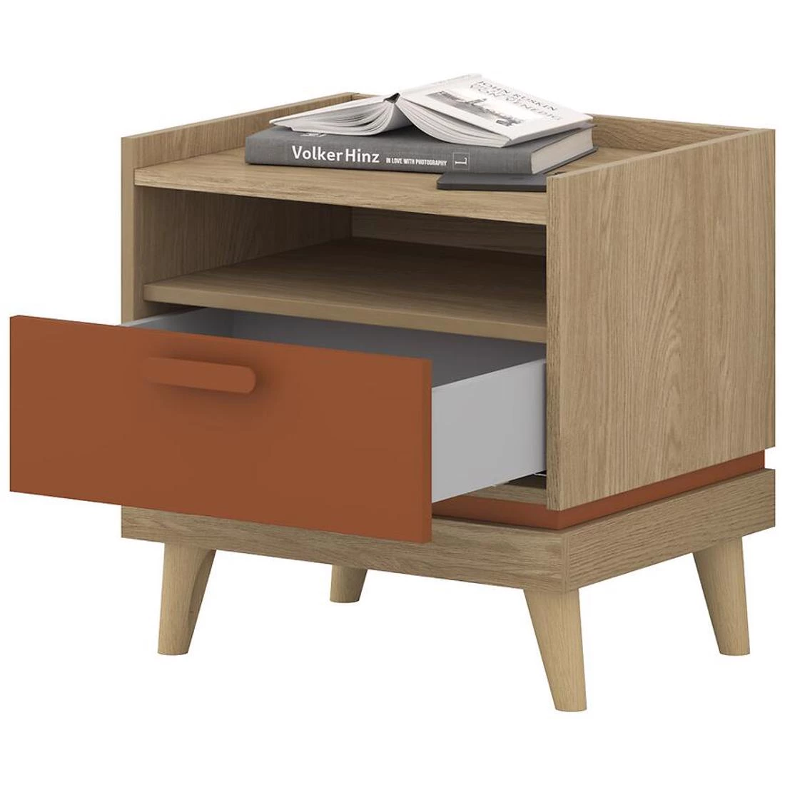 Scandi nocni ormaric 50x50x50.6 cm hrast/cigla