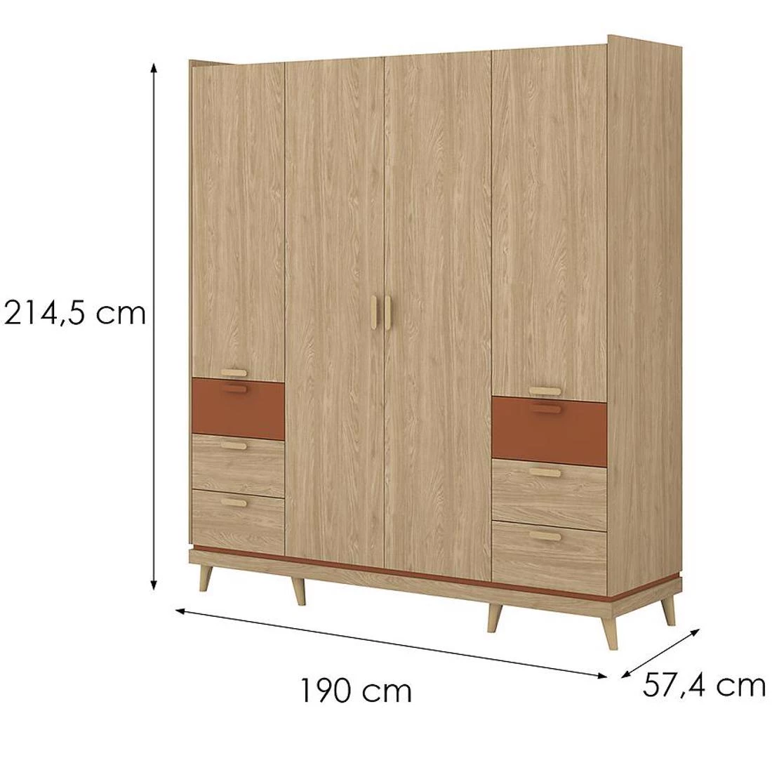 Sys Scandi ormar 190x57,4x214,5 cm hrast/cigla