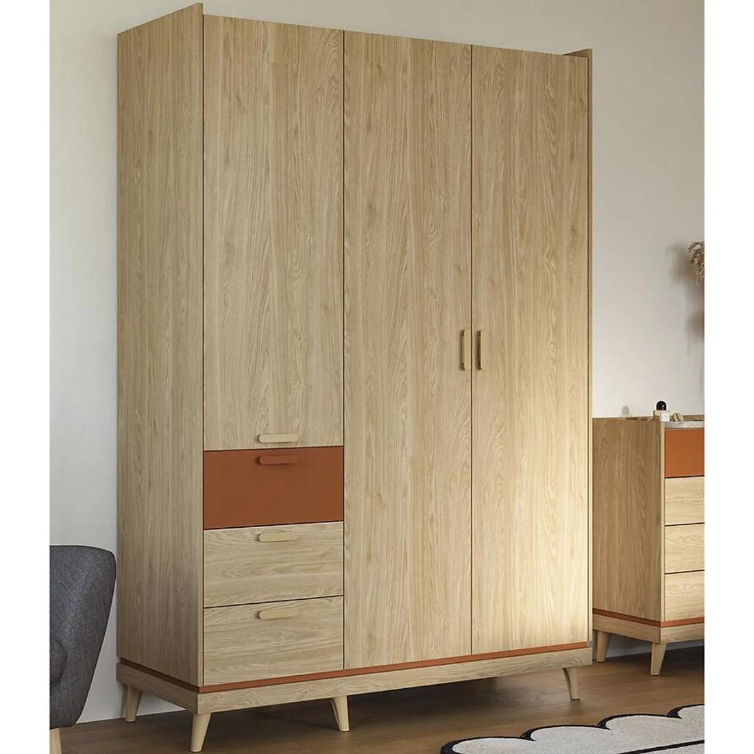 Sys Scandi ormar 143,5x57,4x214,5 cm hrast/cigla