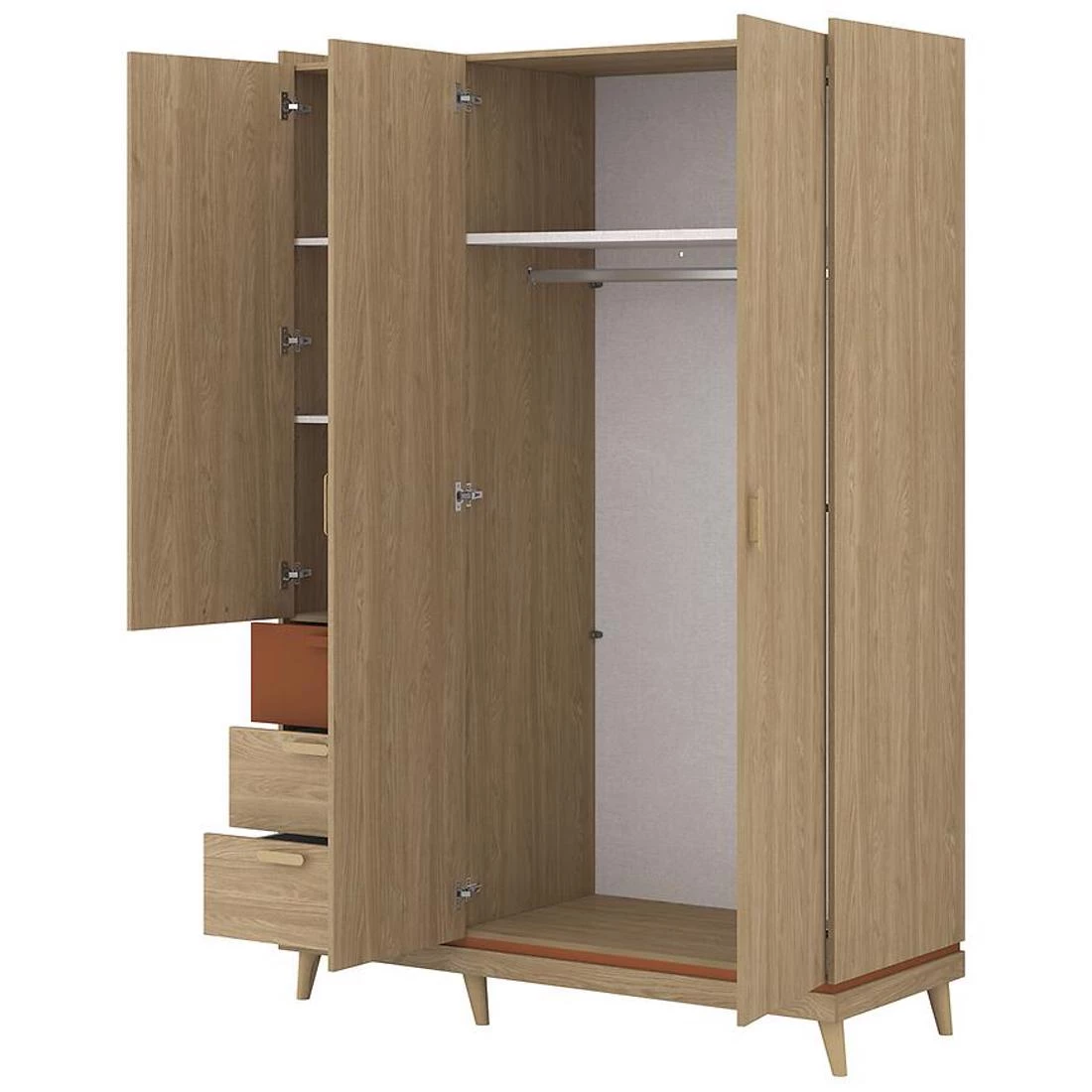 Sys Scandi ormar 143,5x57,4x214,5 cm hrast/cigla
