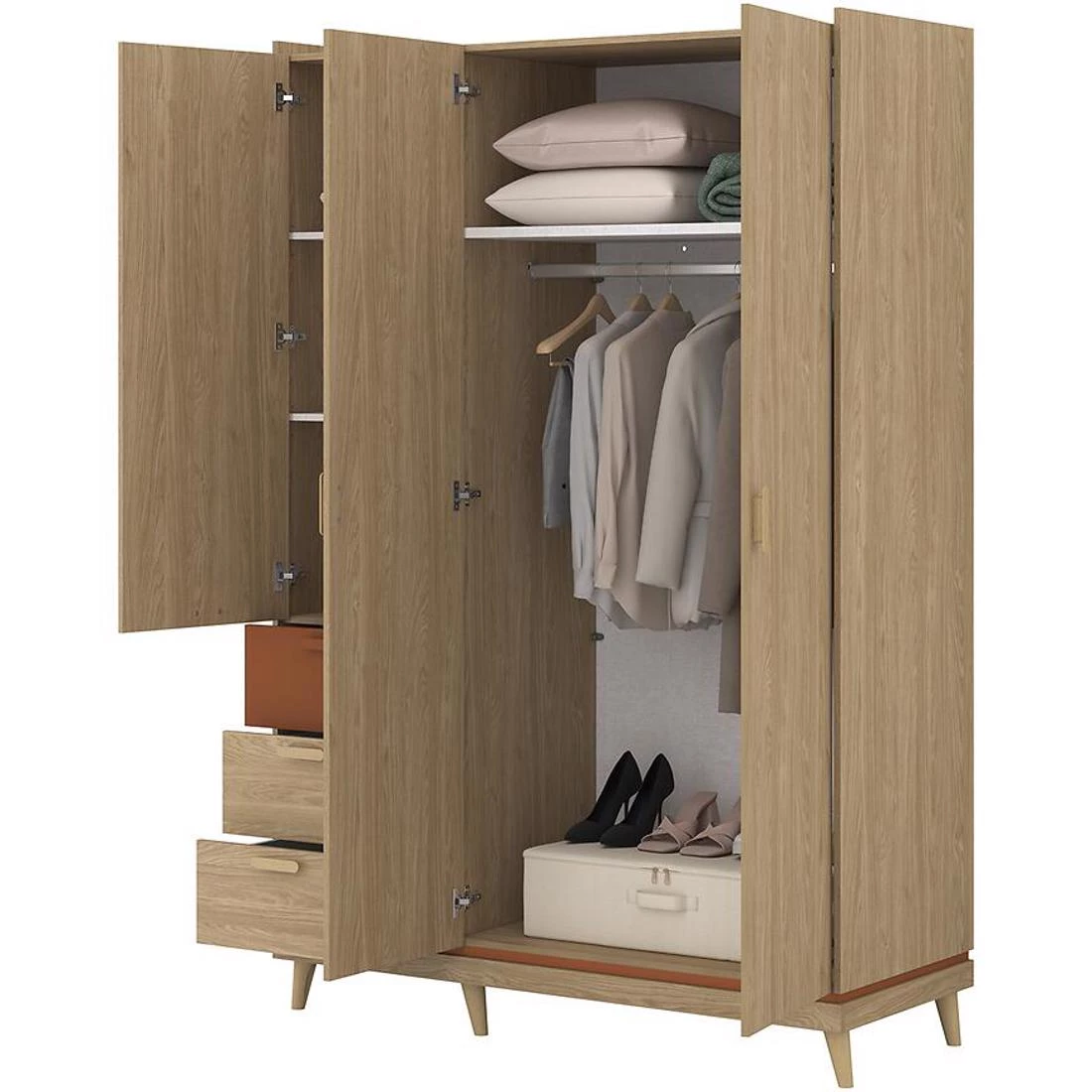 Sys Scandi ormar 143,5x57,4x214,5 cm hrast/cigla