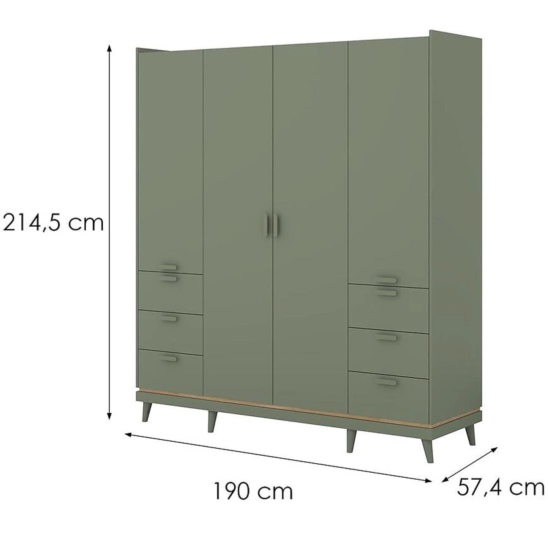 Sys Scandi ormar 190x57,4x214,5 cm hrast/zelena