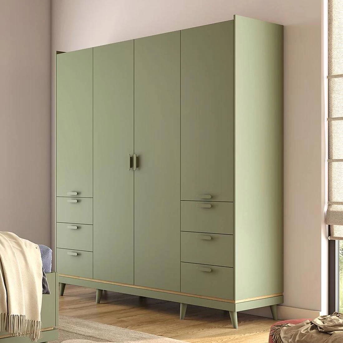 Sys Scandi ormar 190x57,4x214,5 cm hrast/zelena