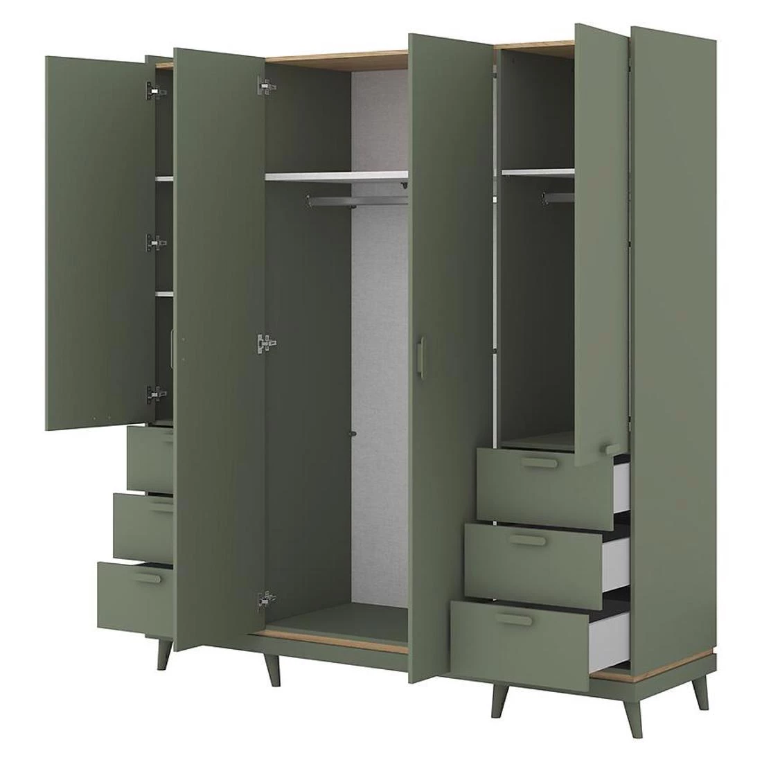 Sys Scandi ormar 190x57,4x214,5 cm hrast/zelena
