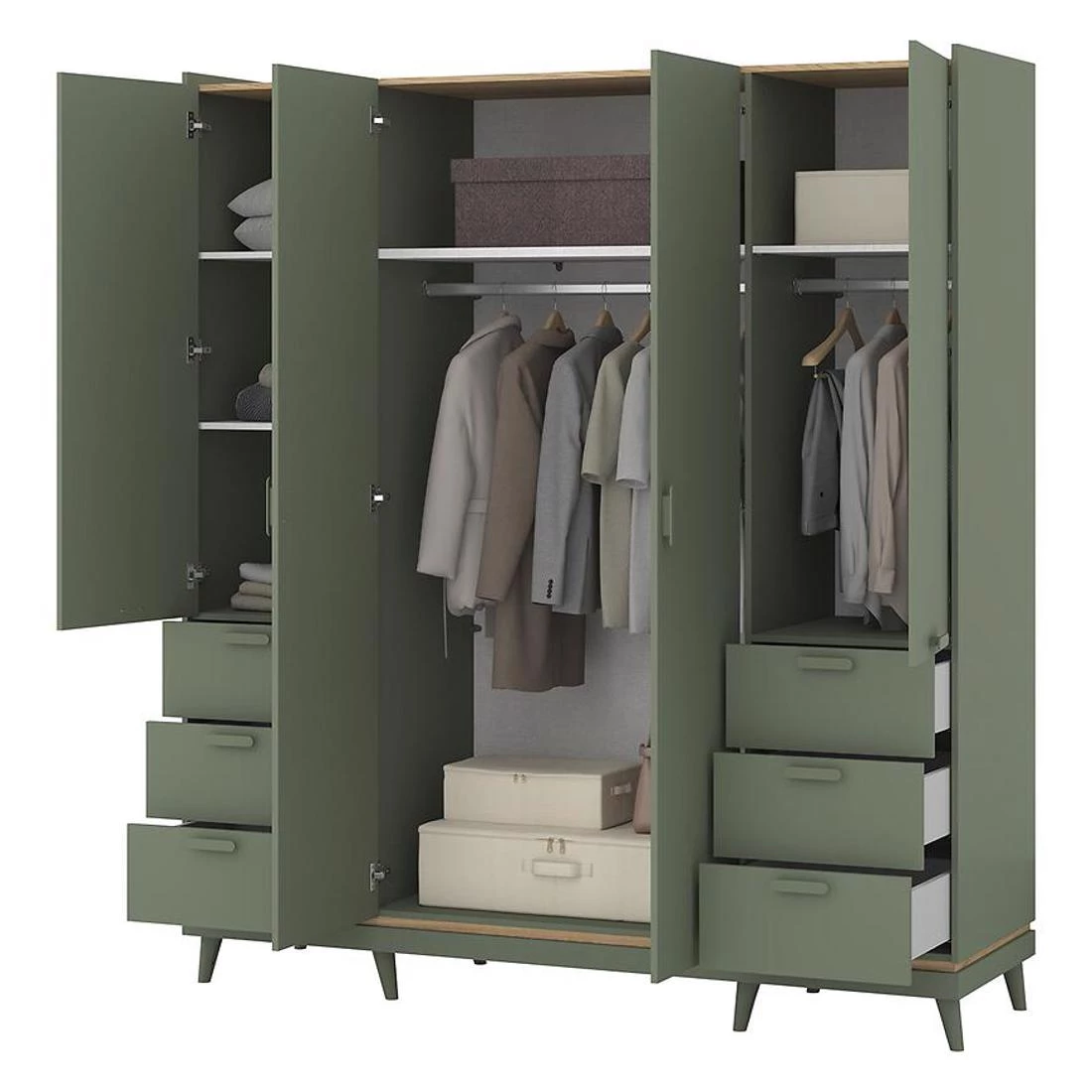 Sys Scandi ormar 190x57,4x214,5 cm hrast/zelena