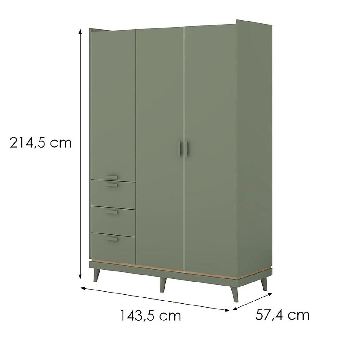 Sys Scandi ormar 143,5x57,4x214,5 cm zelena