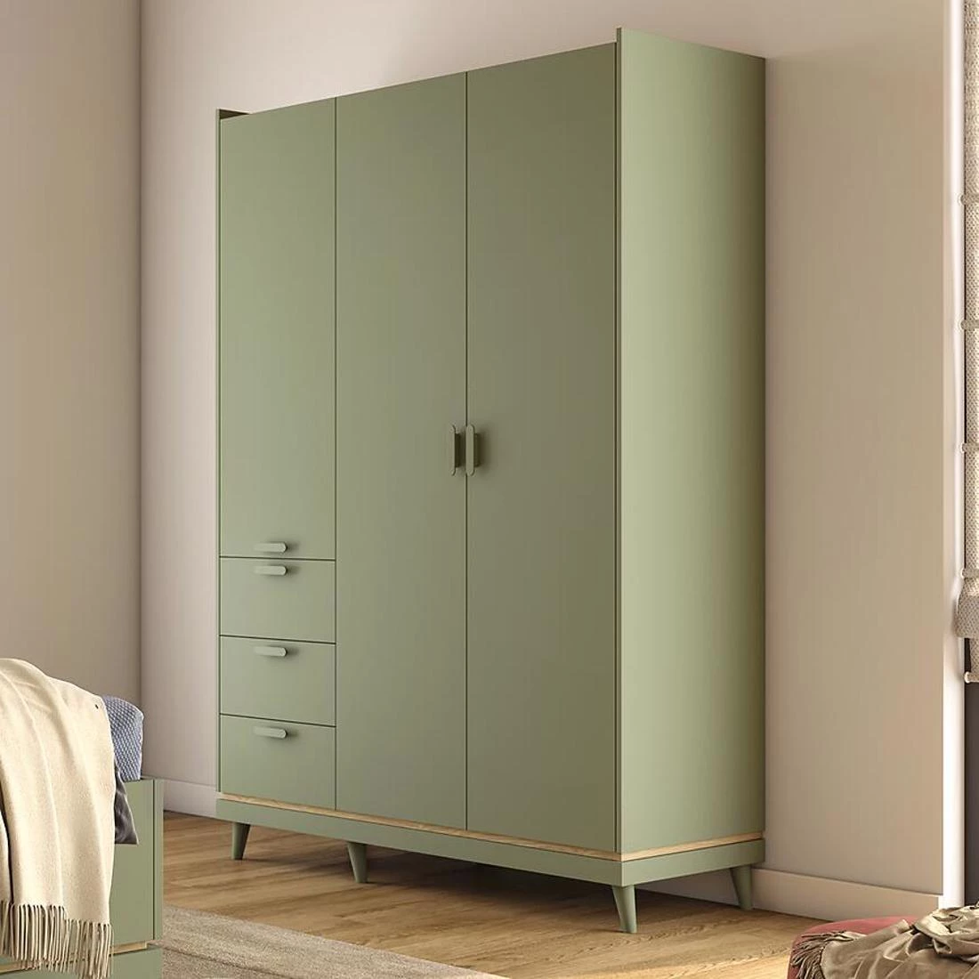 Sys Scandi ormar 143,5x57,4x214,5 cm zelena