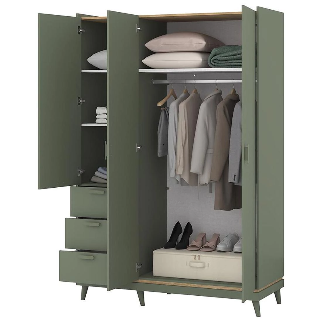 Sys Scandi ormar 143,5x57,4x214,5 cm zelena
