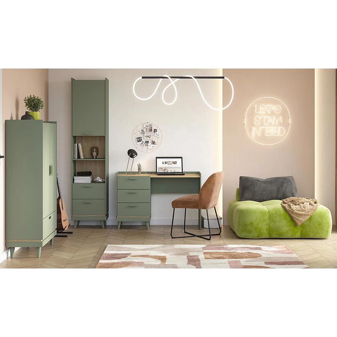 Sys Scandi ormar 143,5x57,4x214,5 cm zelena