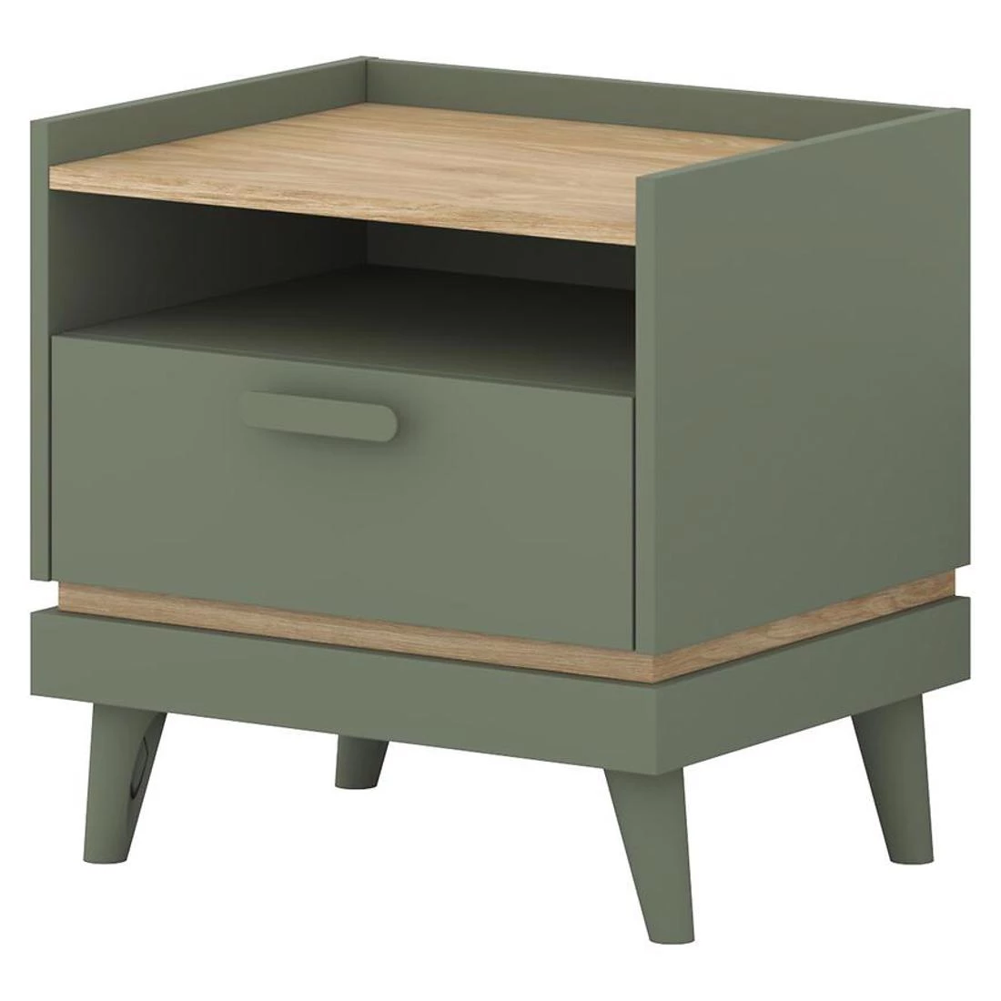 Scandi nocni ormaric 50x50x50.6 cm hrast/zelena
