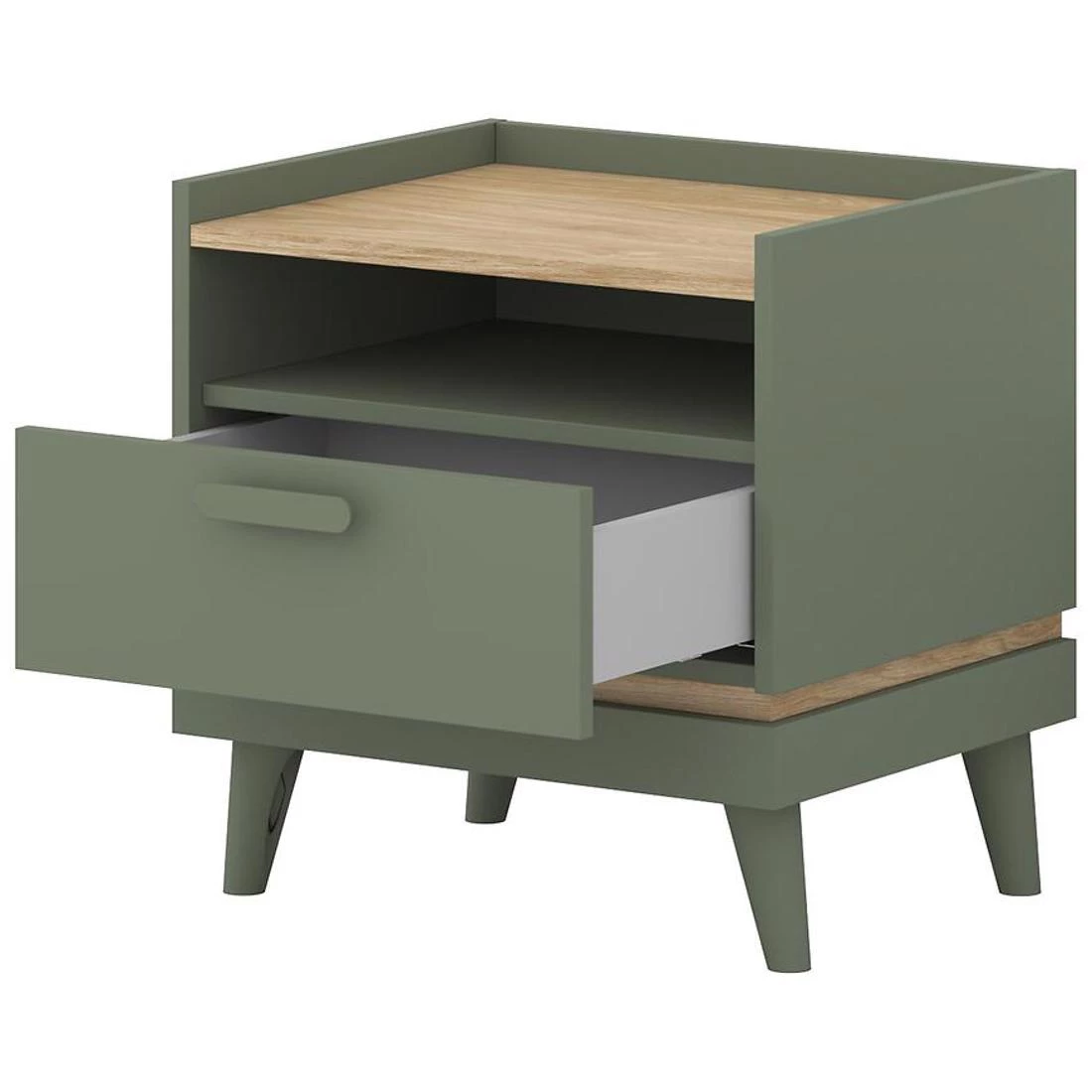 Scandi nocni ormaric 50x50x50.6 cm hrast/zelena