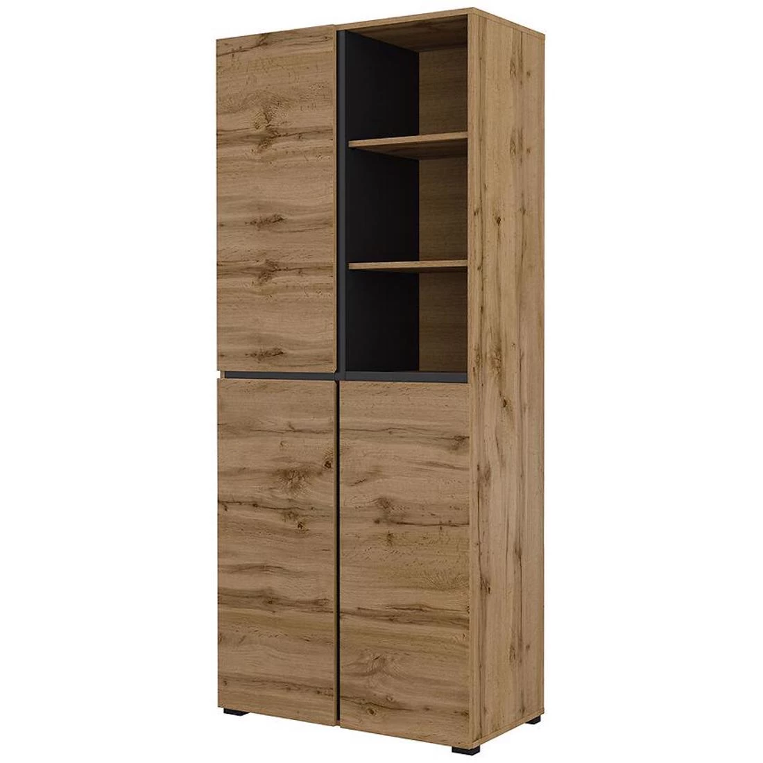 Cross vitrina 3V. 183,4x40x79,4 cm hrast/crna