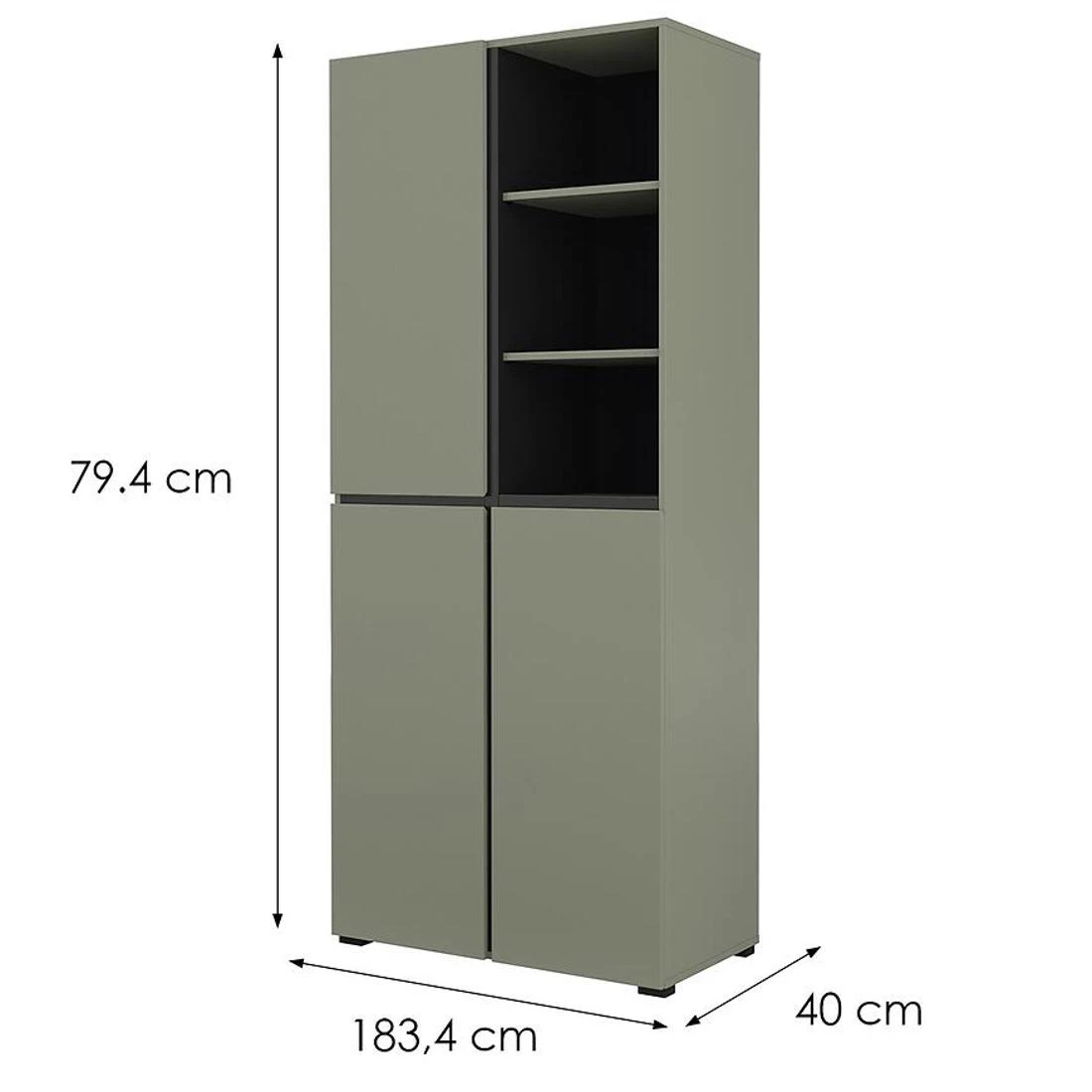Cross vitrina 3V. 183,4x40x79,4 cm zelena/crna