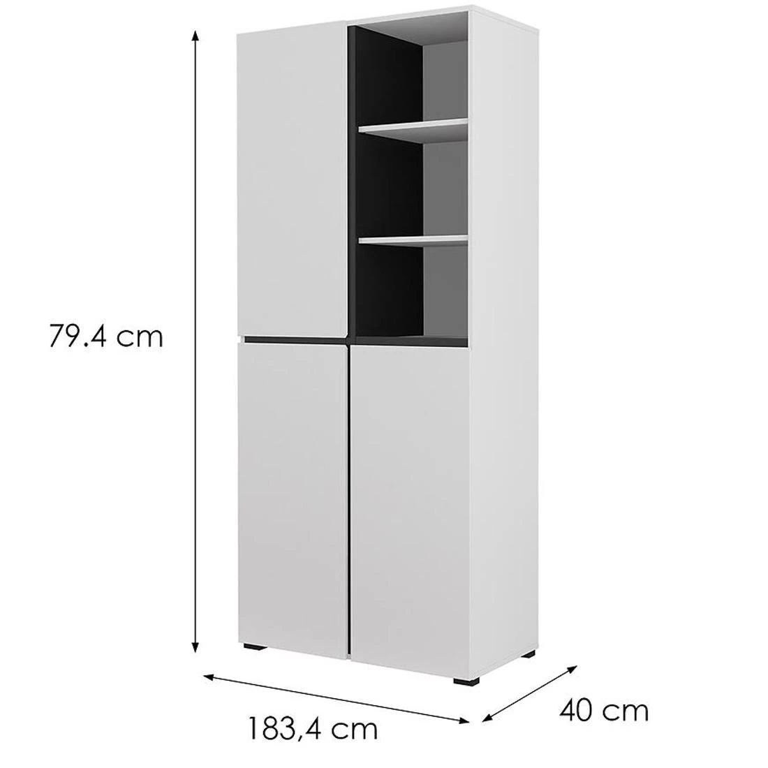 Cross vitrina 3V. 183,4x40x79,4 cm bela/crna