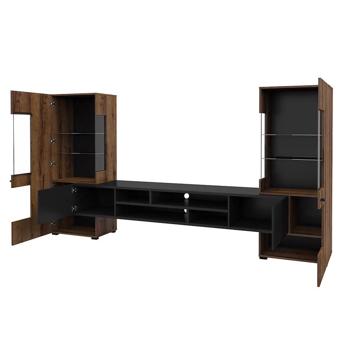 Coby regal 270x45x143 cm manastirski hrast/crni oniks