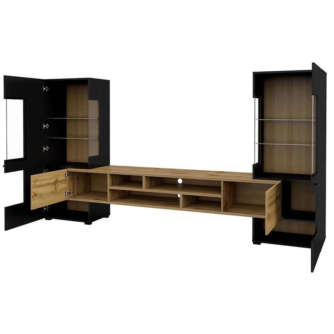Coby regal 270x45x143 cm wotan hrast/crni oniks