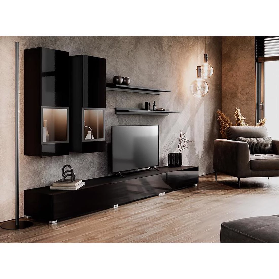Athens regal 270x41x126 cm crna sjaj