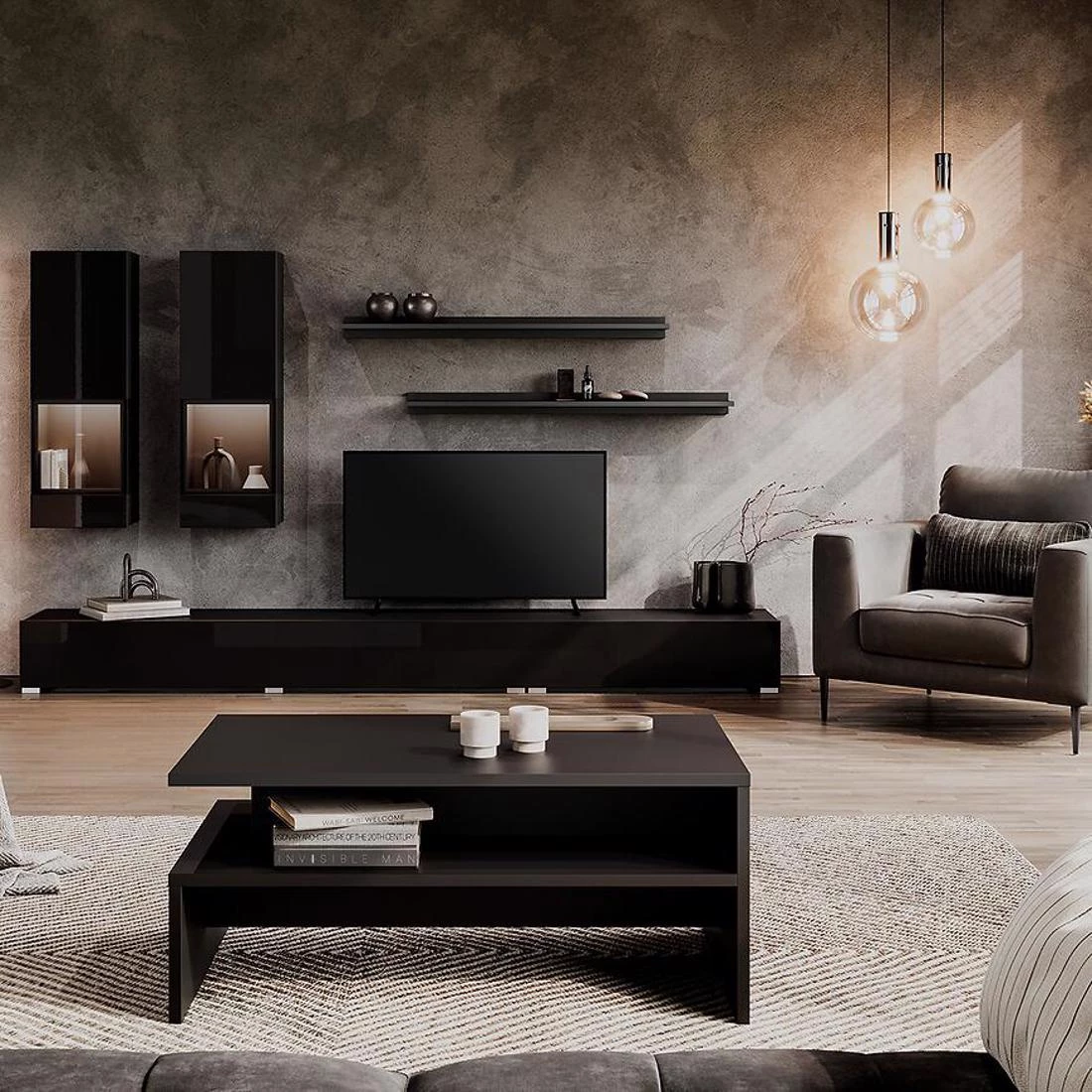 Athens regal 270x41x126 cm crna sjaj