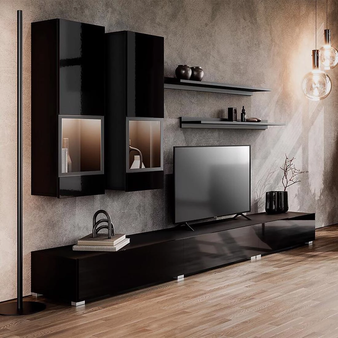 Athens regal 270x41x126 cm crna sjaj