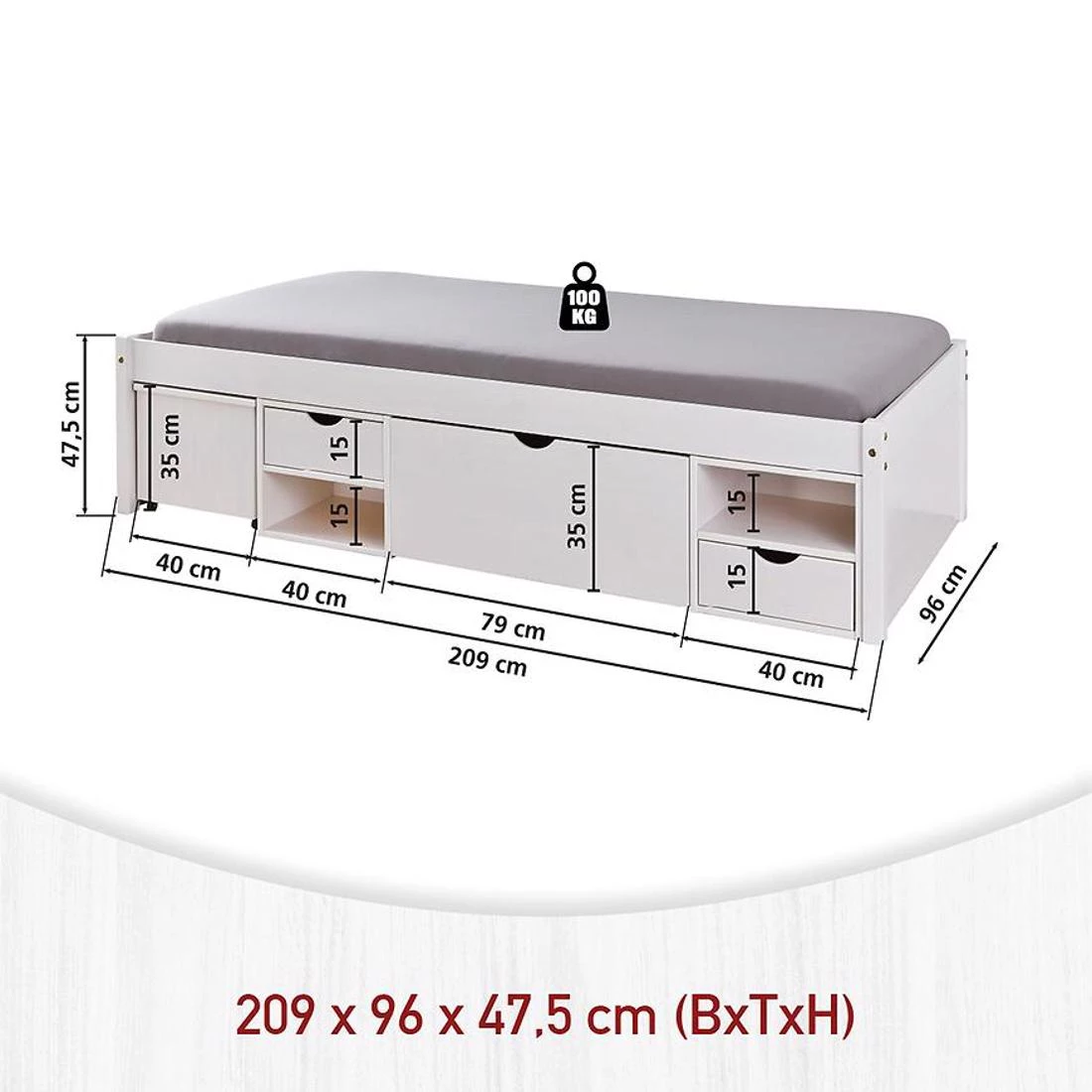 Till krevet 20900160 90x200 cm bela