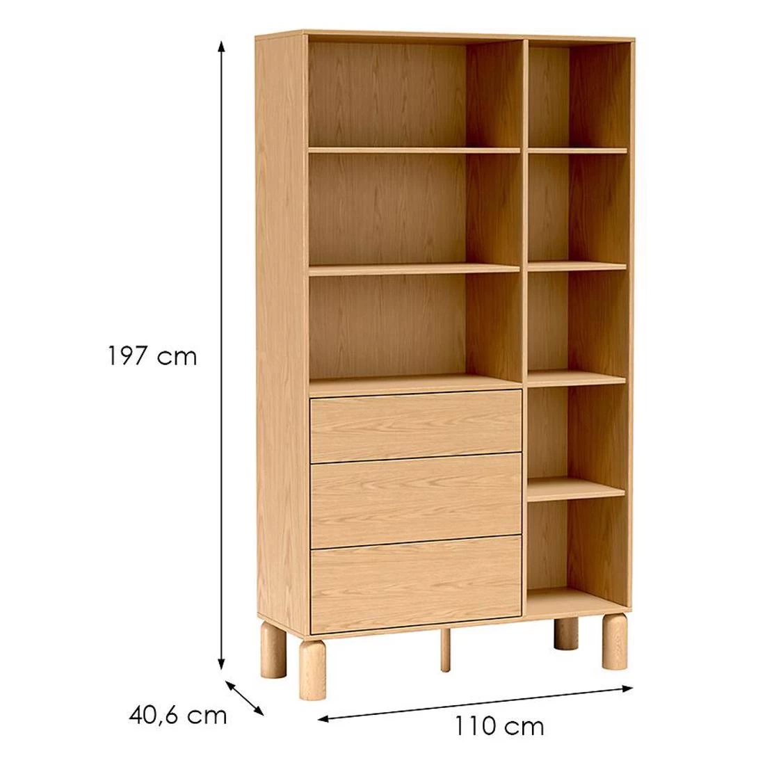 Sanden regal 110x40,6x197 cm natur