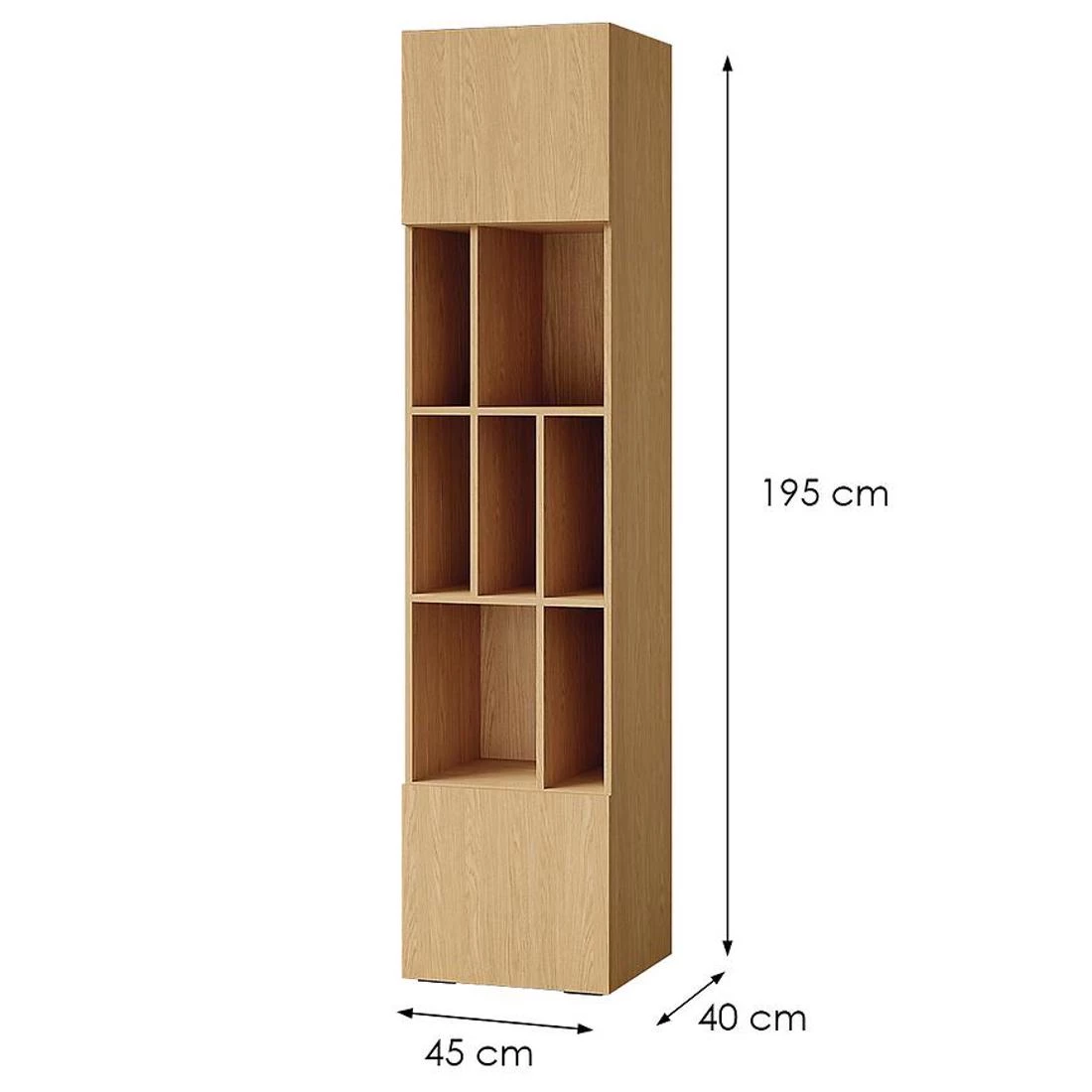 Lorin regal 45x40x195 cm kašmir/ hrast