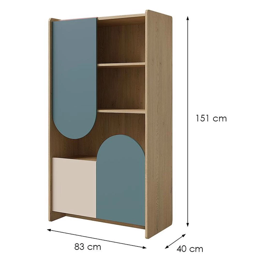 Lexi regal 83x40x151 cm  cremona/macadamia/plava