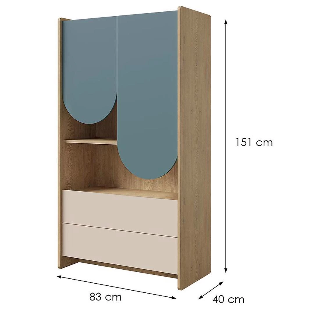 Lexi polica 83x40x151 cm cremona/macadamia/plava
