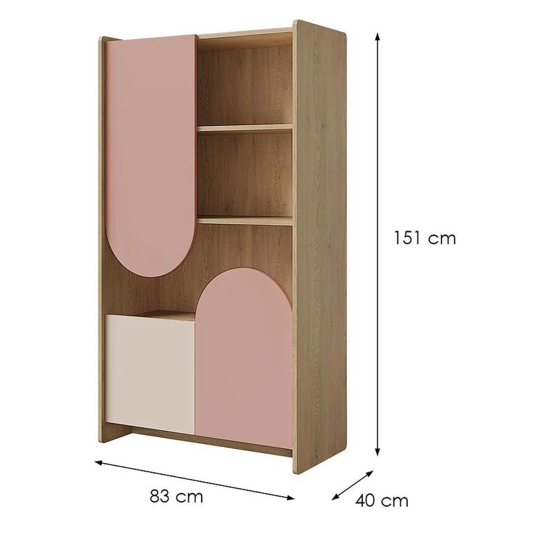 Lexi regal 83x40x151 cm cremona/macadamia/roza
