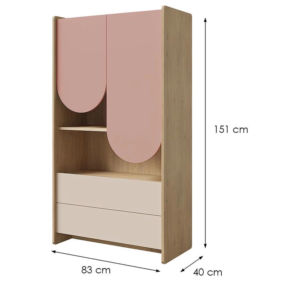 Lexi regal 83x40x151 cm cremona/macadamia/roza
