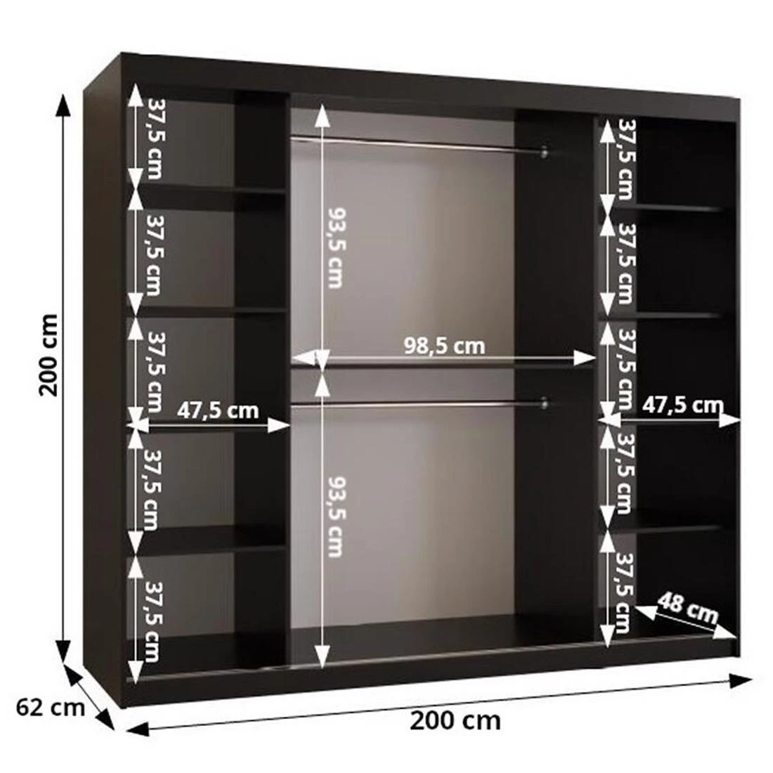 Dome III ormar  200x62x200 cm crna