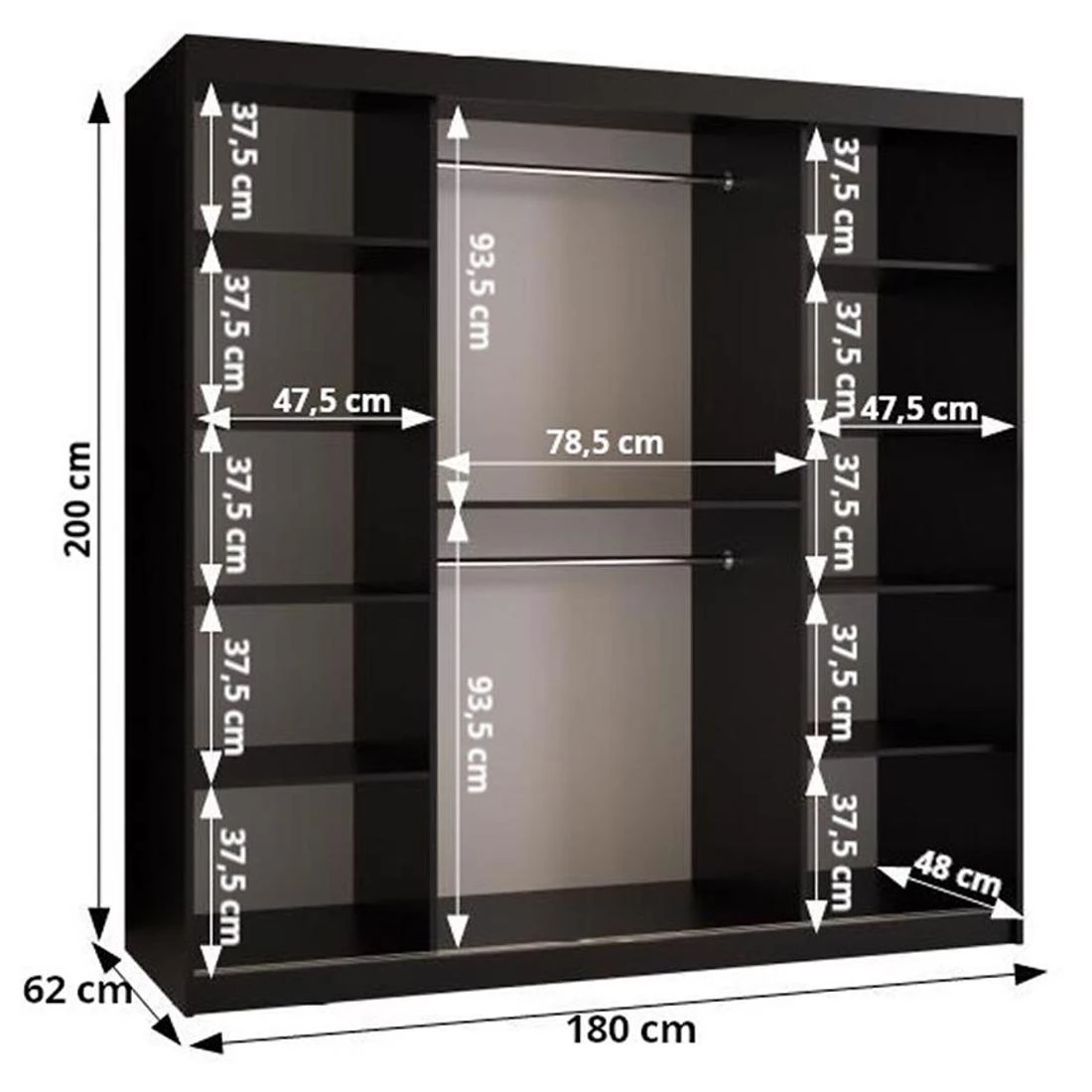 Dome III ormar 180x62x200 cm crna