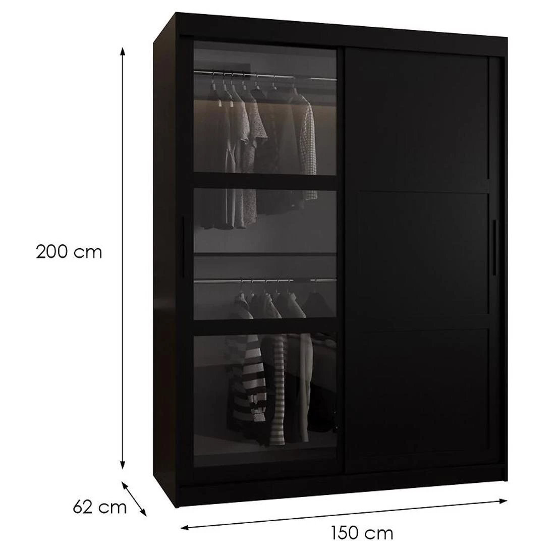 Dome III ormar 150x62x200 cm crna