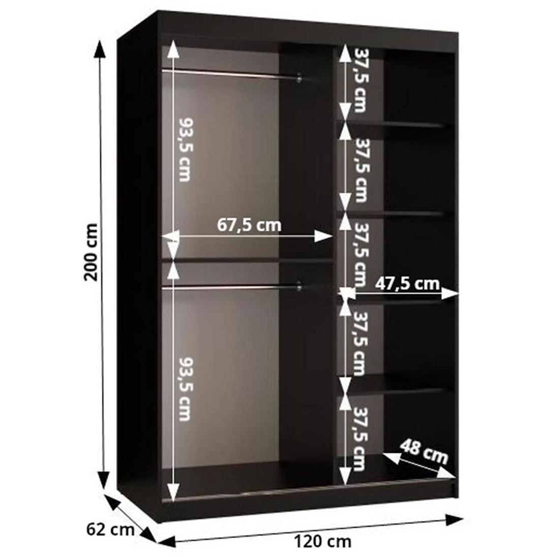 Dome III ormar 120x62x200 cm crna