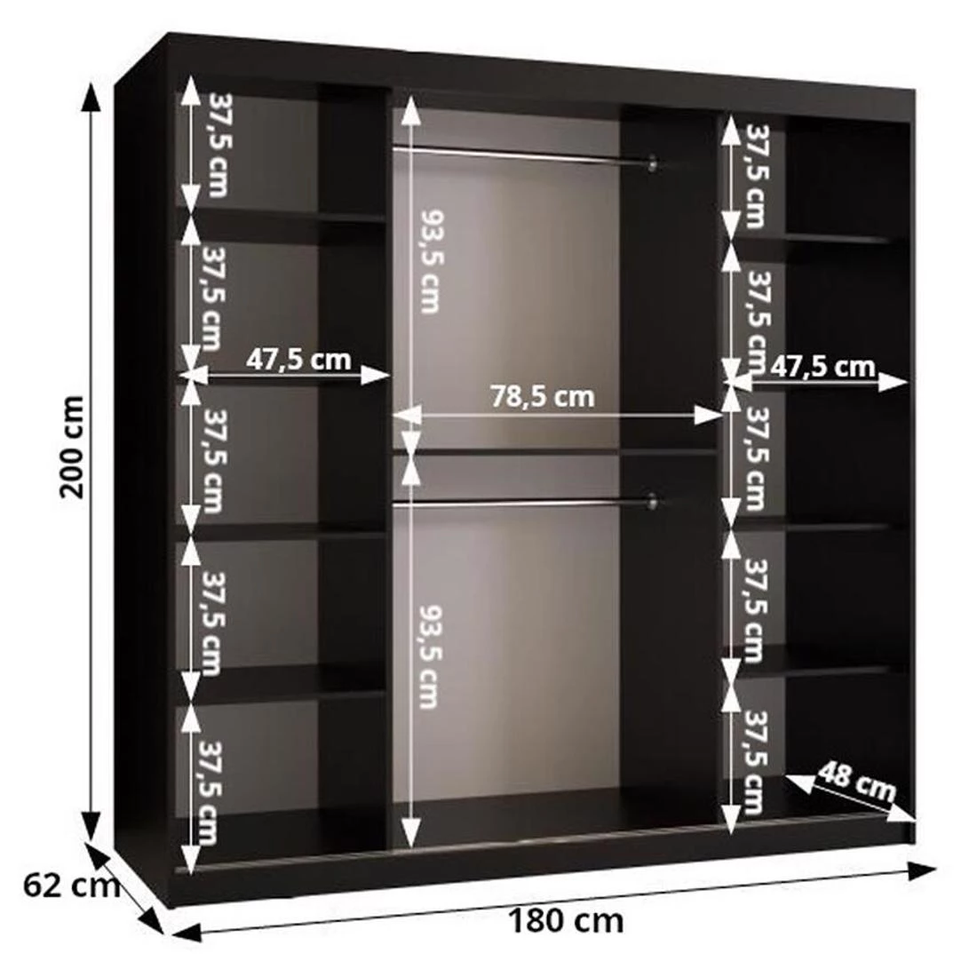 Dome ormar 180x62x200 cm crna