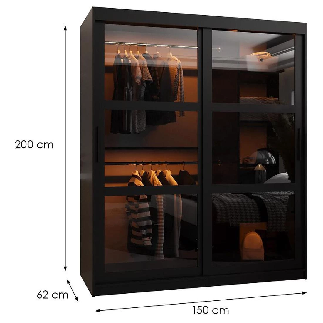 Dome ormar 150x62x200 cm crna